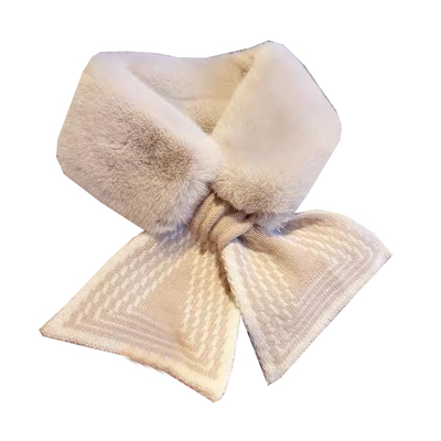 毛绒围脖交叉可爱女秋冬季