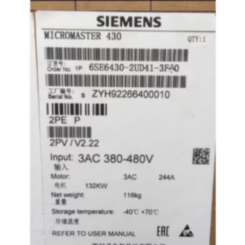 议价6SE64302UD413FA0西门子M440变频器132KW 6SE6430-2UD41-3FA0