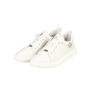 雷迪波尔男鞋2024新款时尚小白鞋刺绣字母牛皮革橡胶软度休闲板鞋