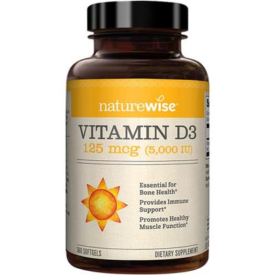 Naturewise阳光瓶维生素d3活性维d成人女性5000iu备孕妇25羟基vd