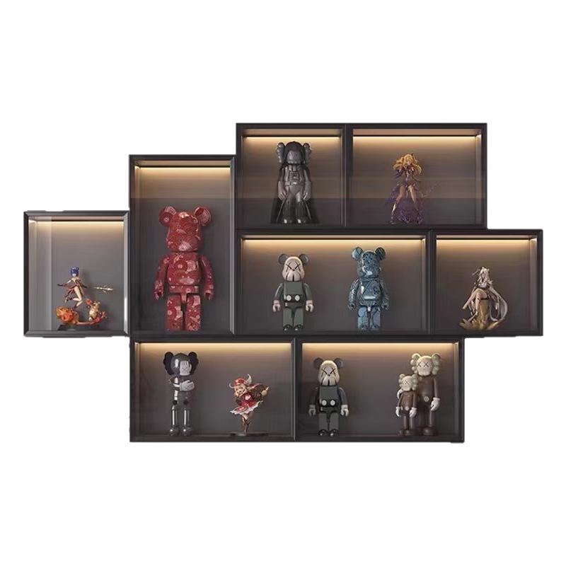 展示柜玻璃柜样品展示架盲盒手办玩偶陈列展示柜客厅挂墙展示架柜