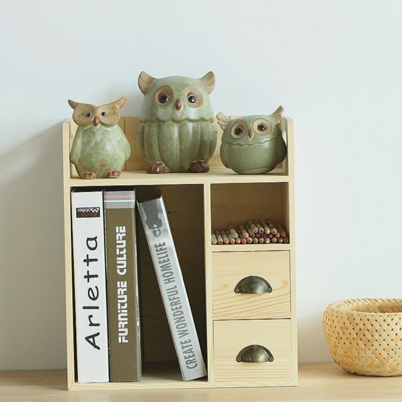 创意桌面办公抽屉式收纳盒实木床头杂物置物架办公室书桌整理盒