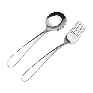 喜诗嫣然304不锈钢圆勺 餐叉甜品勺吃饭勺家用汤勺水果叉儿童叉勺