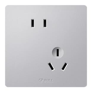 公牛插座旗舰开关插座开关面板斜五孔插座86型暗装多孔G12太空银