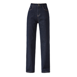 逸阳不掉色直筒牛仔裤2026年春季新款高腰宽松显瘦深色宽阔腿女裤