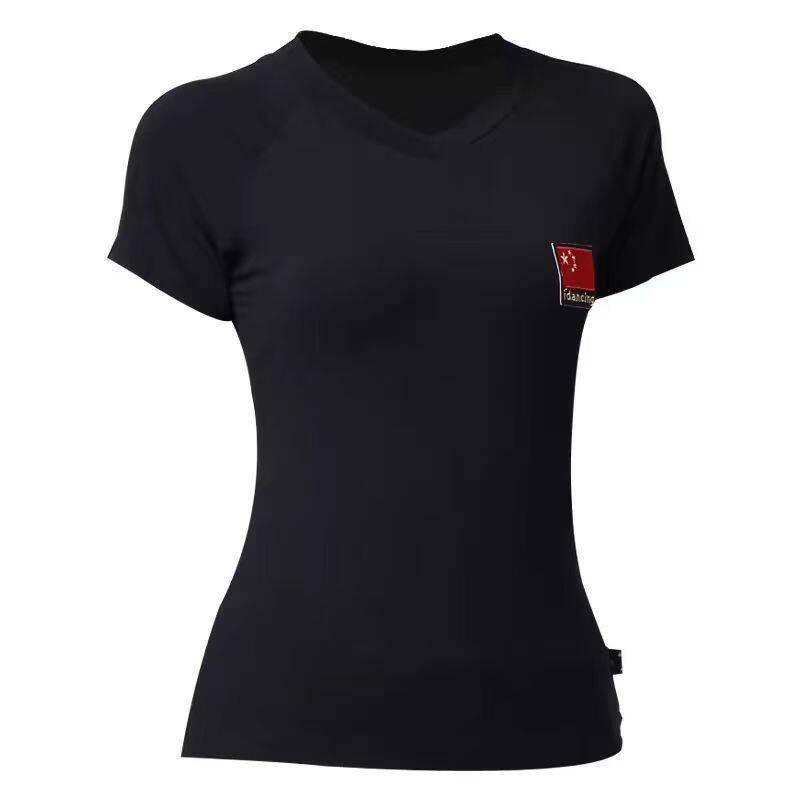 广场舞服装新款拉丁舞上衣春夏舞蹈练功服男女水兵舞红旗跳舞衣服