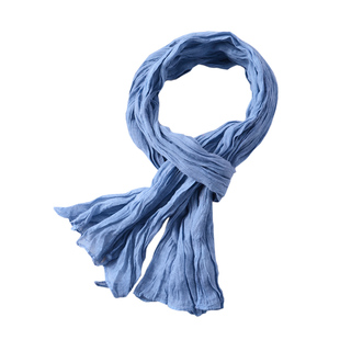 1.5米春夏季纯棉围巾女薄款褶皱全棉细长短款小尺寸围巾棉麻夏天