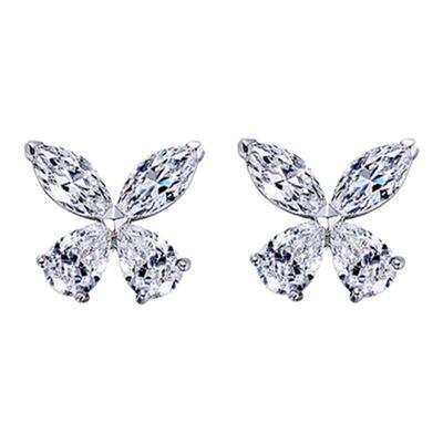 mini马眼水滴小蝴蝶耳钉女925银