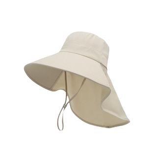 夏季大帽檐遮阳帽女渔夫帽子防晒防紫外线冰丝护颈遮脸太阳帽平顶