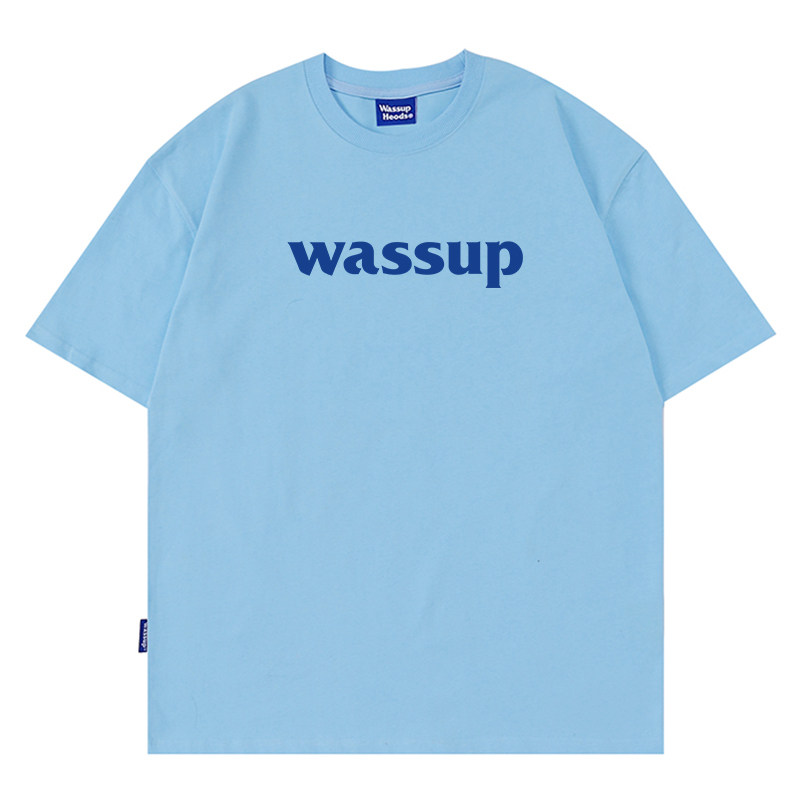 浅蓝短袖潮牌T恤WASSUPHEODS