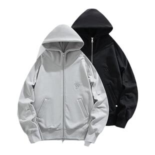 VWL立体logo刺绣双拉链外套卫衣春季宽松连帽男女同款上衣