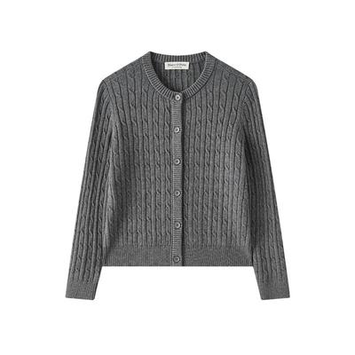 【自营】Marc O'Polo【商场同款】时髦老钱风圆领绞花毛织开衫女