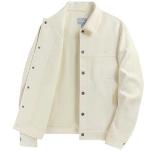 【十字纹提花】卡宾刺绣夹克男秋季衬衫型翻领上衣高级衬衣领外套