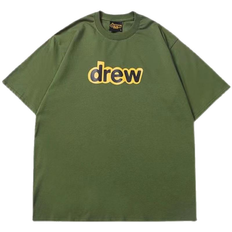Drew字母笑脸短袖T恤潮牌欧美高街贾斯汀比伯宽松情侣款纯棉上衣