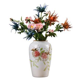 高端手绘石榴台面花瓶陶瓷摆件复古新中式客厅艺术装饰插花器水培