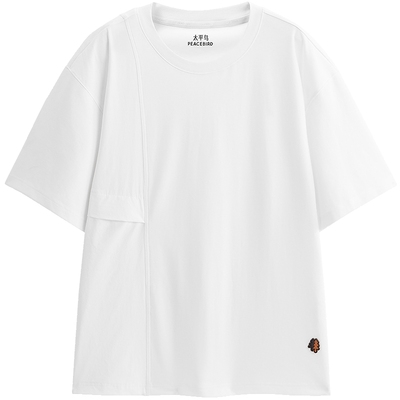 太平鸟男装重磅分割线短袖T恤