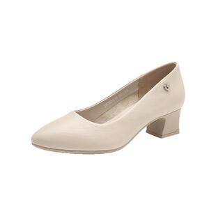 大东法式单鞋女2026新款春季女鞋通勤鞋工作鞋气质粗跟尖头高跟鞋