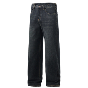 KZ真维斯复古牛仔裤男款加绒冬季潮牌宽松直筒裤新款休闲长裤男生