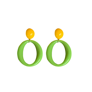 复古港风撞色耳环女款高级感轻奢多巴胺耳钉气质夸张怀旧耳坠耳饰