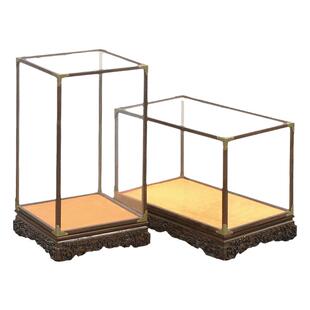 红木雕刻水浪黑梓木佛像底座工艺品玻璃罩黑檀实木摆件展示防尘罩