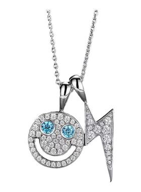 D色莫桑石闪电笑脸项链简约