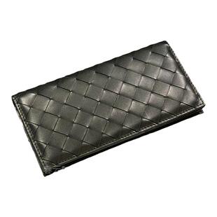 钱包女 长款真皮拉链手工编织商务高档钱夹对折 头层牛皮2025新款