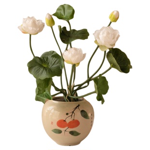 喜莱卡仿真花荷花假花绢花客厅装饰餐桌摆设花小莲花家居装饰花艺