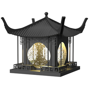 新中式太阳能柱头灯户外防水别墅庭院围栏灯大门柱子灯花园围墙灯