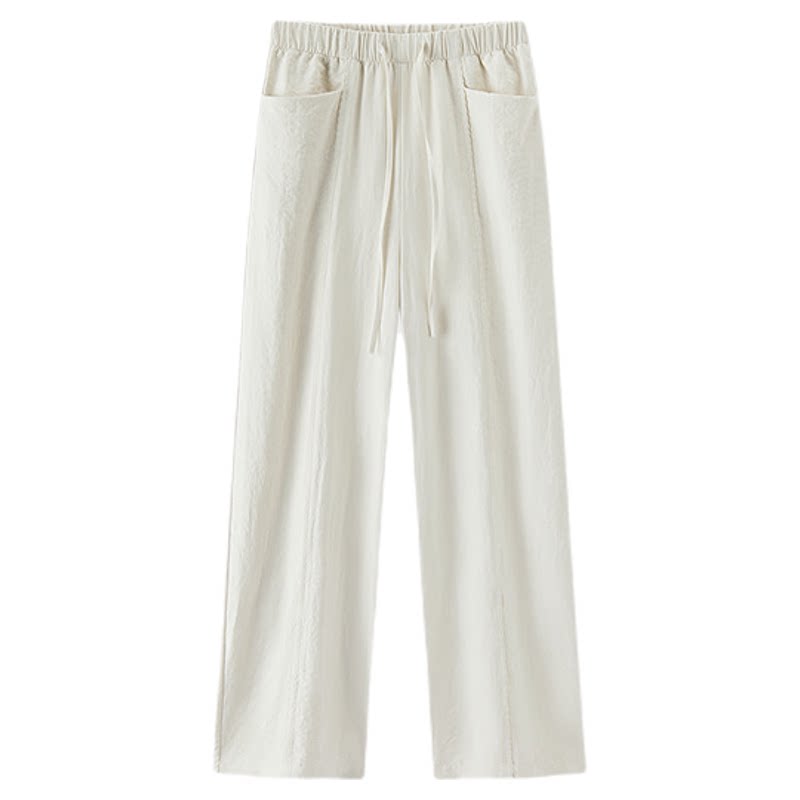 森马休闲裤女春季花边裤子肌理垂感宽松阔腿裤2026新款显瘦舒芙裤