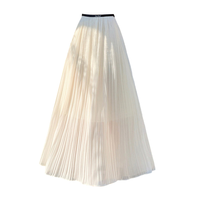 雪纺超长裙百搭休闲百褶半身裙夏