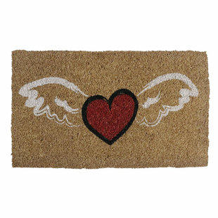 印度进口手工椰壳门垫入户门进门口门厅带翅膀的爱情蹭土除尘门垫