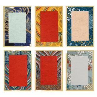 宋锦迷你硬卡书法摆件宣纸卡纸桌面装饰相框台画书法摆台文创手写diy字画创意空白挂件毛笔彩色蜡染楮笺卡片