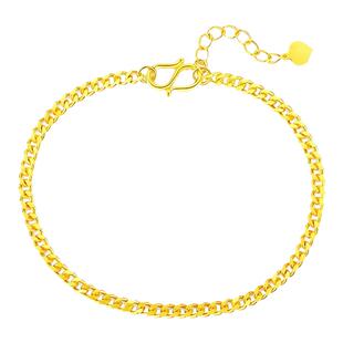 古巴手链 女纯银镀18K黄金色素链侧身连手环手饰叠戴简约精致百搭