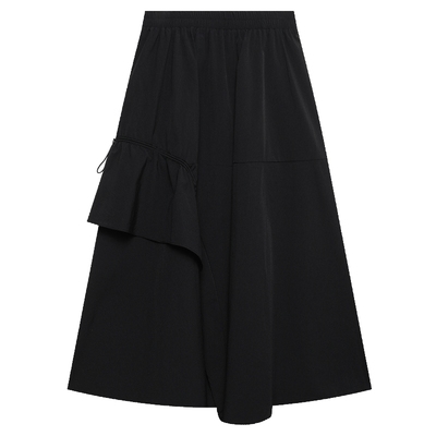 白鹿语长款A字裙荷叶边半身裙