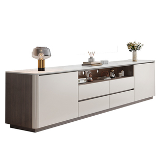 实木岩板电视柜客厅影视柜2026新款60cm落地储物高柜放电视机柜子