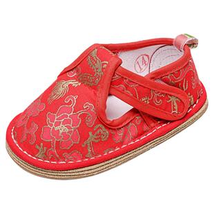 宝宝鞋1-3岁新年唐装女童手工小布鞋女婴儿周岁鞋2学步喜庆红鞋子