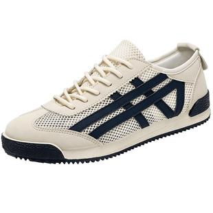 阿甘男鞋春季透气薄款镂空网鞋男款运动休闲板鞋跑步轻便网面潮鞋