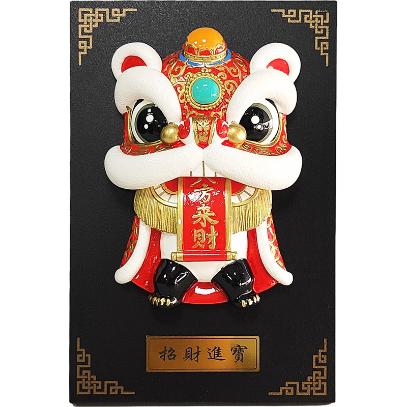 天津泥人张彩塑国潮醒狮脸谱摆件招财进宝中国风装饰品吉星高照