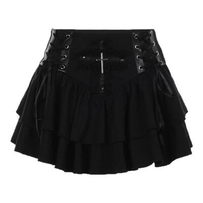 Gothic亚比朋克半身裙y2k亚文化蓬蓬短裙哥特黑色辣妹裙子女