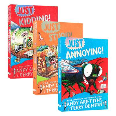 英文原版 Just Annoying/Just Kidding/Just Stupid 儿童搞笑幽默章节故事书3册 英文版 进口英语原版书籍