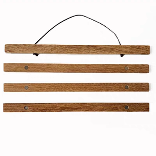 磁铁画轴ins风挂画杆DIY实木磁吸挂轴外贸热销强磁柚木装饰画挂轴