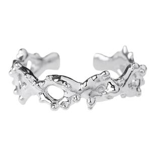 缺席/纯银小众设计戒指极简肌理百搭素圈冷淡风女开口食指戒