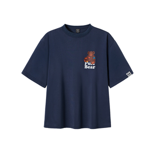 韦恩泽维尔加肥加大宽松大码男夏圆领卡通印花抗皱打底T恤9178