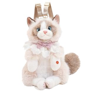 毛绒仿真会叫布偶猫双肩包可爱公仔玩具包包抱枕儿童女孩生日礼物