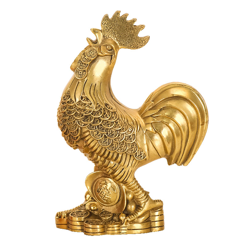 纯铜公鸡摆件黄铜大金鸡招财镇宅客厅玄关装饰品十二生肖鸡吉祥物