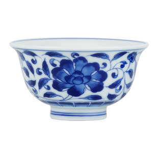 榜盛青花缠枝月季茶杯陶瓷家用功夫茶具品茗杯女士高级感主人杯