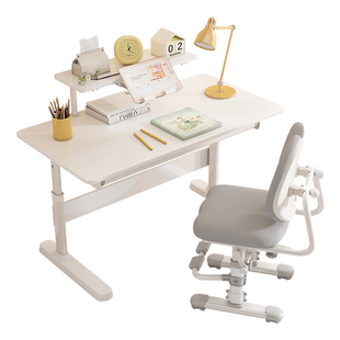 儿童学习桌可升降实木书桌小学生写字桌专用课桌椅套装家用大白桌