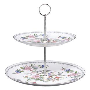 英国Aynsley安斯丽雀鸟双层甜品台家用骨瓷水果盘点心蛋糕零食架