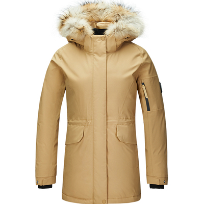 防水鸭绒中长款羽绒服男女保暖