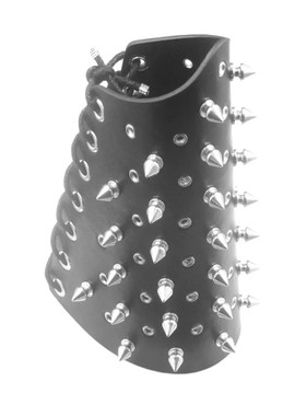 鞋带银色双层尖刺皮质朋克大手带